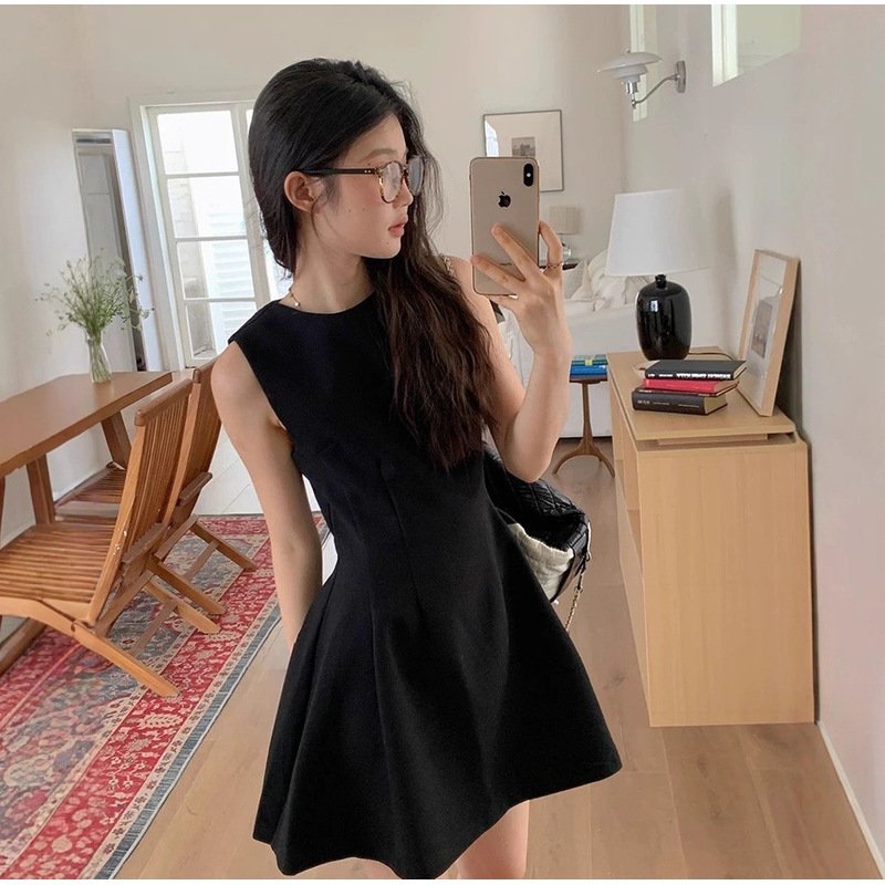 Designer dresses for women summer dress Luxurious Dresses Woman Clothing Socialite Sleeveless Tank Dress A-Line Short Black Slim Style Dress Free Ship