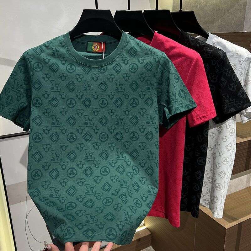 2026 Spring/Summer New Casual Versatile Trendy Printed Round Neck T-Shirt Light Luxury Fashion Simple Short Sleeve Mens Clothing Asia Size