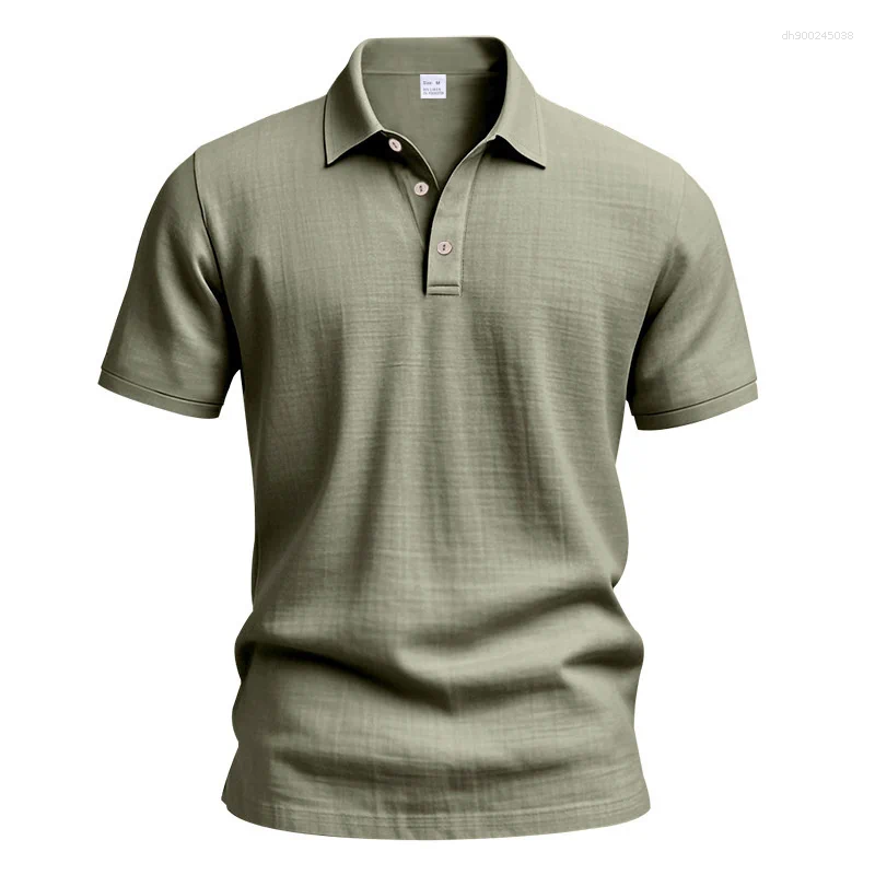 Men's Polos Daily Casual Short Sleeve Linen Polo Shirt Mens Fashion Buttoned Turn-down Collar Tops Men Spring Summer Breathable