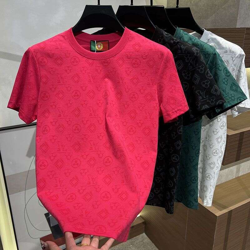 2026 Spring/Summer New Casual Versatile Trendy Printed Round Neck T-Shirt Light Luxury Fashion Simple Short Sleeve Mens Clothing Asia Size