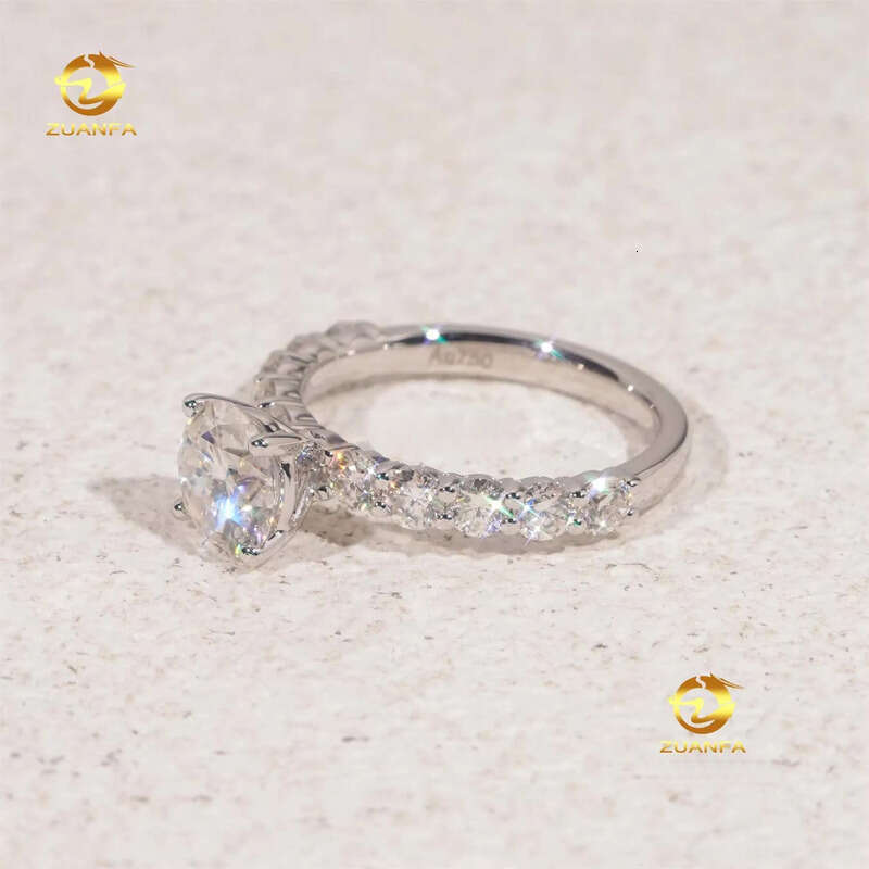 Custom Made Elegant Style 18k Solid Gold IGI Certificates Bridal Jewelry 2Ct CVD Lab Grown Diamond Round Engagement Band Ring