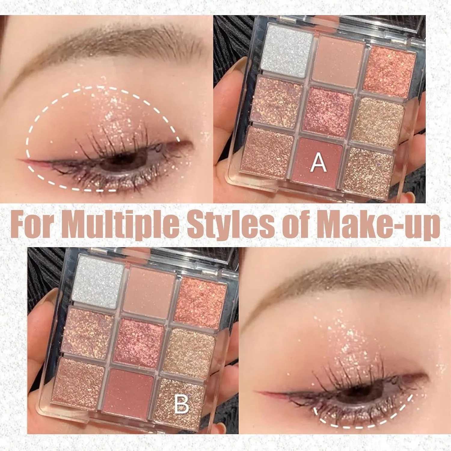 9 color Eyeshadow Palette Glitter Eye Shadow Pallets Snow Shimmer Eyeshadow Make-Up Palettes Matte Pink Shine Golden White H260327