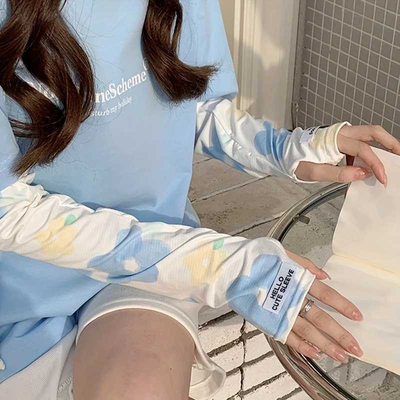 1/4Pairs Women Ice Silk Sleeves Breathable Loose Fit Sun-Proof Cooling Travel Arm Covers Summer Flower Outdoor Sport Sleeves D260326