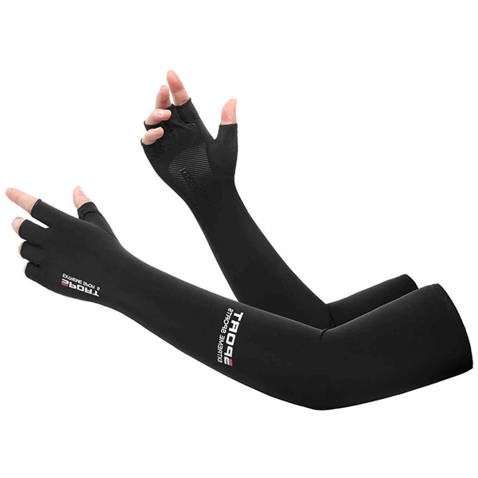 Sun-protective Arm Sleeves Cooling Cover Summer UV Sun Protection Riding Sleeves Thin ice silk gloves outdoor Running Cycling D260326