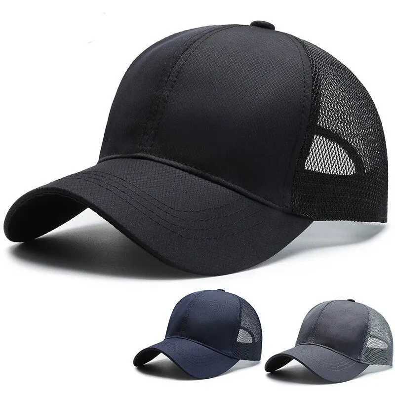 Outdoor Sports Baseball Men Summer Breathable Mesh Visor Korean Version Light Plate Solid Color Hat Outdoor Leisure M260327