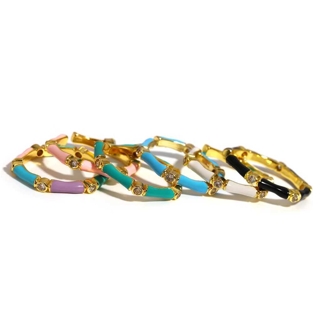 Flashbuy 2025 Bohemia Elegant Oil Drop Enamel Open Rings for Women Statement Ring Fashion Jewelry Gift H260327