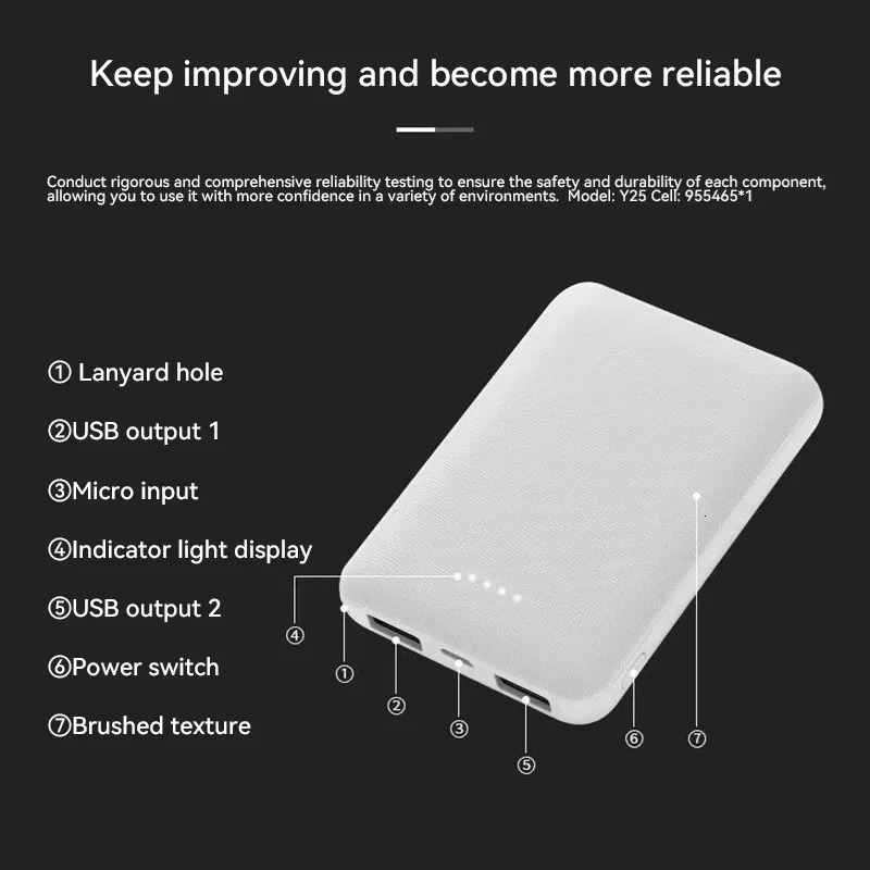 VIVO 20000mAh PowerBank USB Charger Fast Charging Portable External Battery Pack Heating Vest Jacket Scarf Socks Glove Equipment 260326