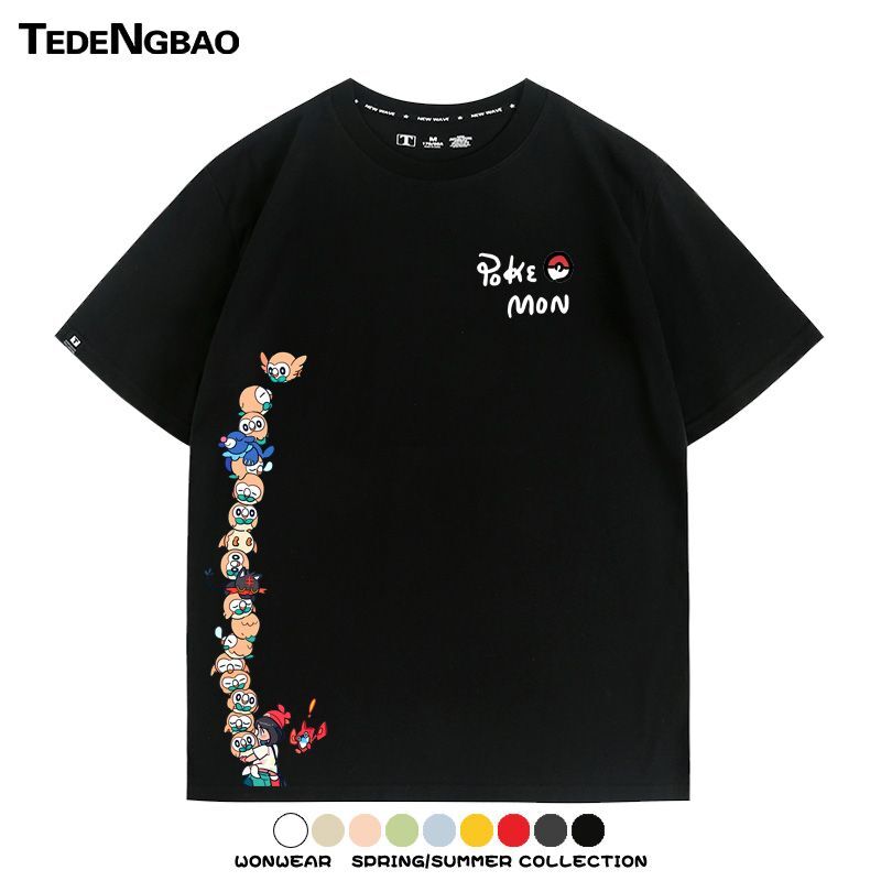 Pokemon Mewtwo Cartoon Pokemon Merchandise Short-Sleeve T-Shirt Summer Men's Fashion Couple's Top Versatile