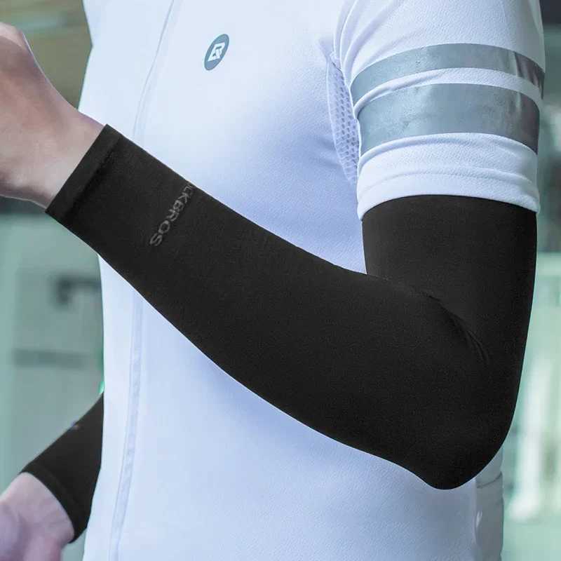 ROCKBROS Ice Silk Arm Sleeves Sun Protection UV Mangas Running Cycling Arm Warmers Sports Basketball Volleyball Cool Arm Sleeves D260326