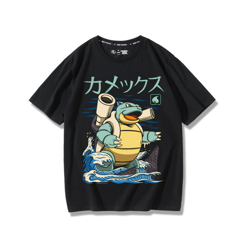 Pokemon T-Shirt: Squirtle Bulbasaur Gengar Charizard Snorlax Anime Merchandise Retro Short-Sleeve Men's T-Shirt