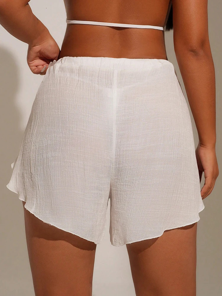 Cover Pants Ups Wrap Up Shorts Swimsuit Casual Hollow Out Frenulum Elastic Waist Short Lounge Swimwear 260310