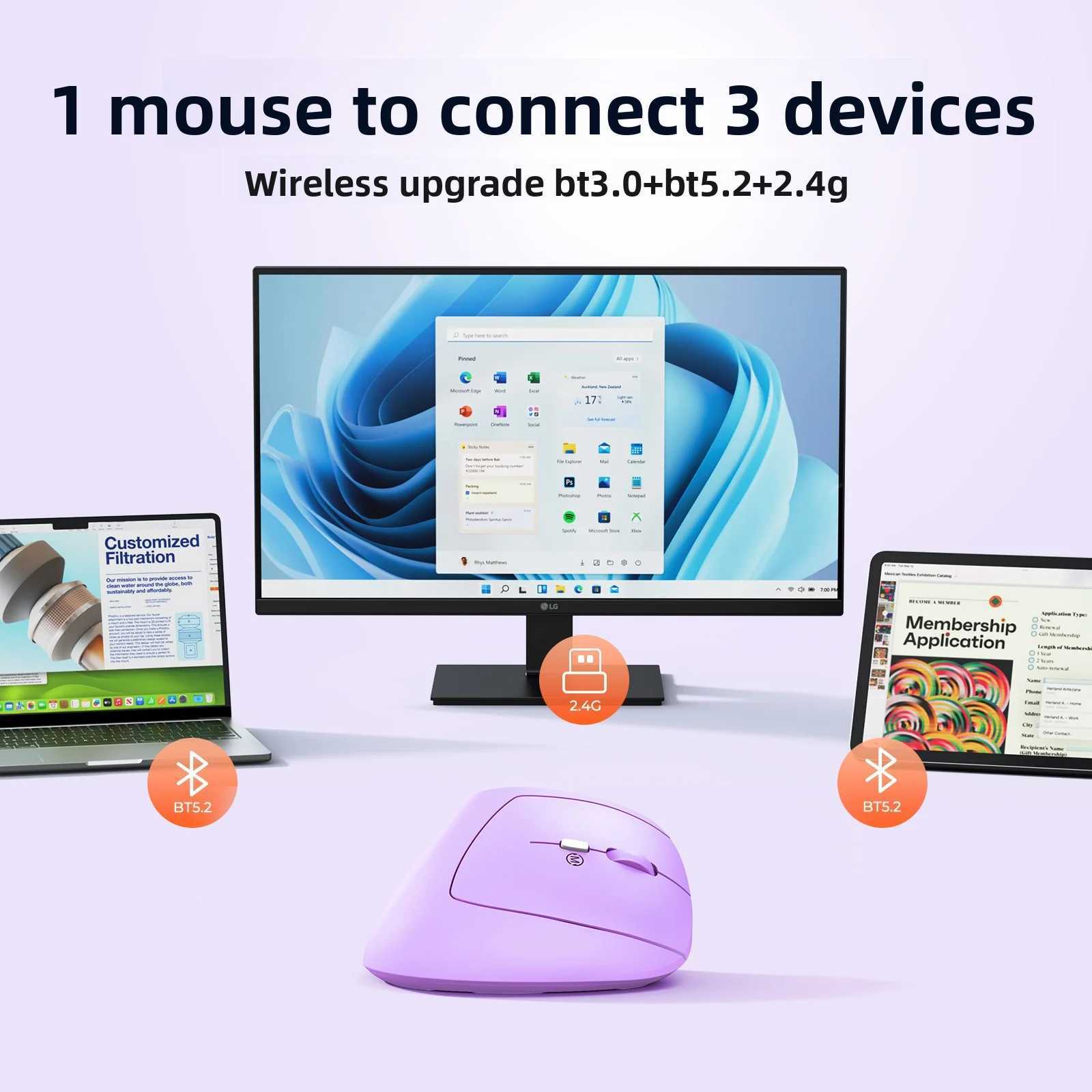 Meetion Mishen Right-Handed Ergonomic Vertical Wireless Mouse Black Light Version Rechargeable Btm008 DPI 2400 Bluetooth D260327