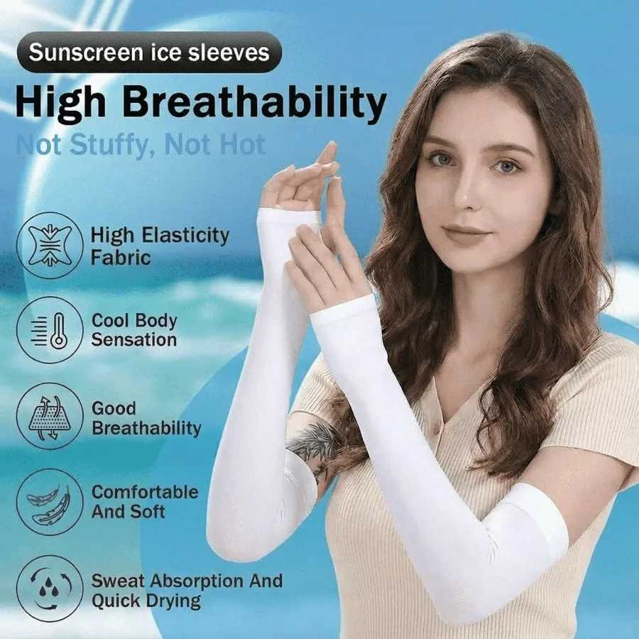 1PC Ice Silk Arm Sleeves Breathable UV Protection Cooling Arm Cover UPF 50 Sun Protection for Cycling Driving Running D260326