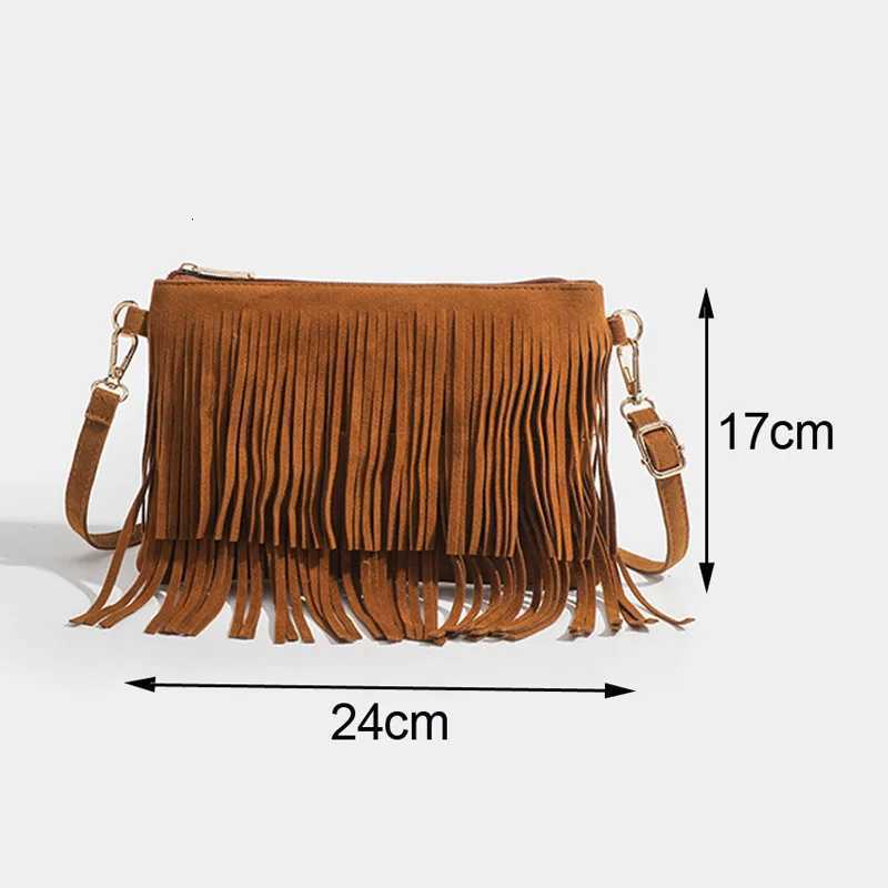 Vintage Tassel Crossbody Bags Womens Versatile Shoulder Bag Boho Style Fringe Square Purse Ladies Handbags For Gift C260327