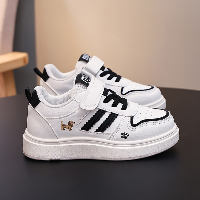Kids White Sneakers for Girls Fashion Stripe Casual Shoes Comfortable Hook and Loop Strap Kids Walking Sneakers for School Daily Wear Free shipping
