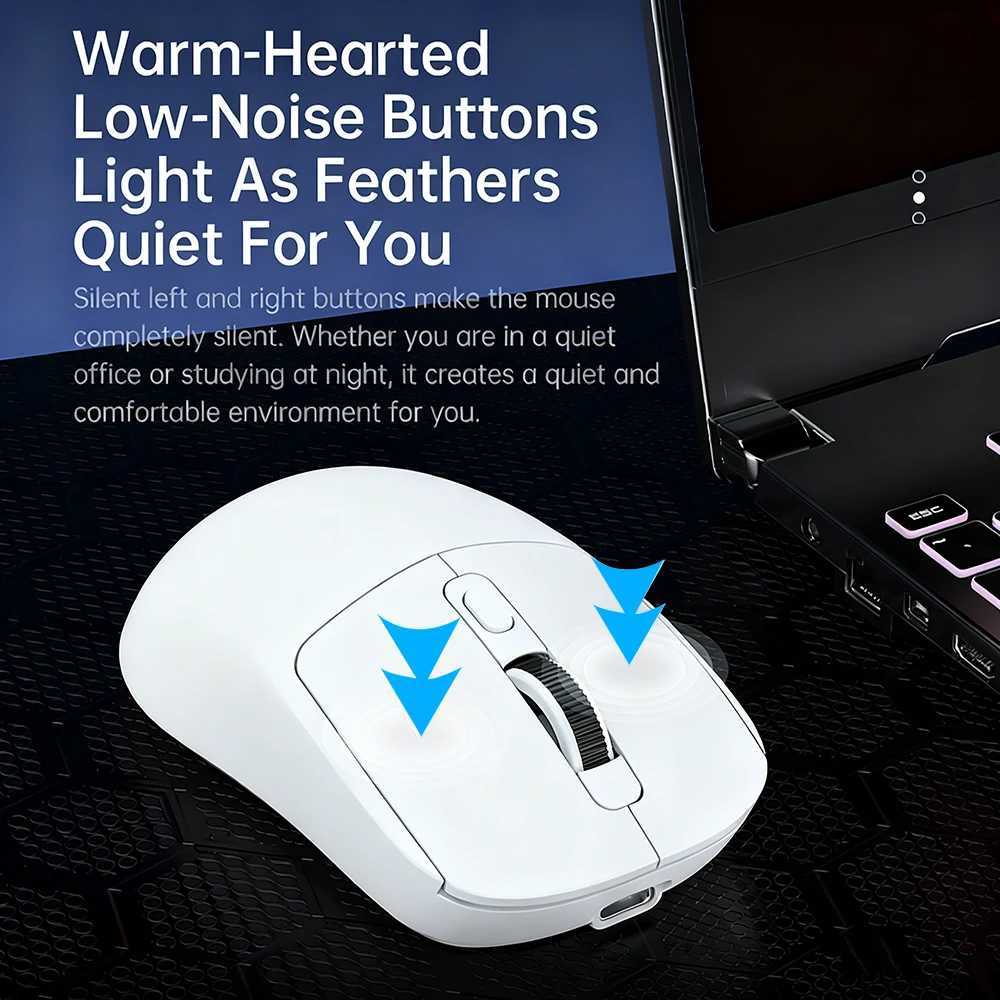 KEBIDUMEI Tri-Mode Mouse 8000DPI Gaming Mouse Bluetooth Mouse Wired/BT/24G Wireless Mouse Rechargeable Silent Mice for Laptop D260327