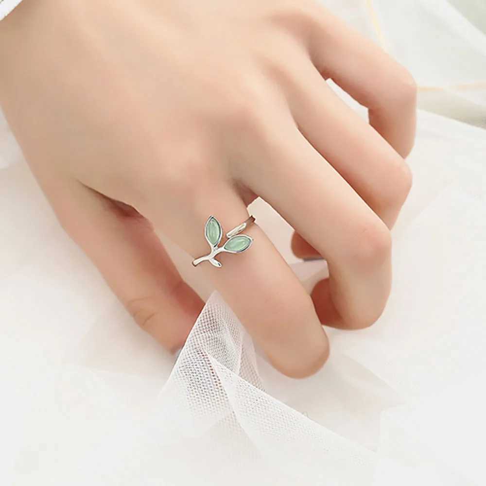 925 Sterling Silver Foliage Adjustable Rings For Women Girls Wedding Ring Luxury Jewelry Accessories H260327