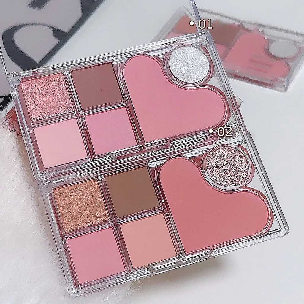 Light and shadow integrated eye shadow tray matte pearl tender pink makeup pure desire style six-color eye shadow H260327