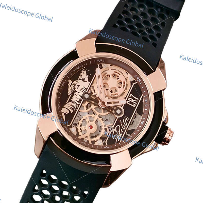 2026 New Designer Men Skeleton Automatic Mechanical Watch Rose Gold Case Black Silicone Strap Sport Luminous Date Display Water Resistant Casual Wrist