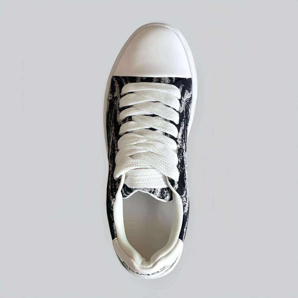 Okimoz Casual Shoes Running Sneaker Designer Shoes Black White Abstract Print Platform Sneakers