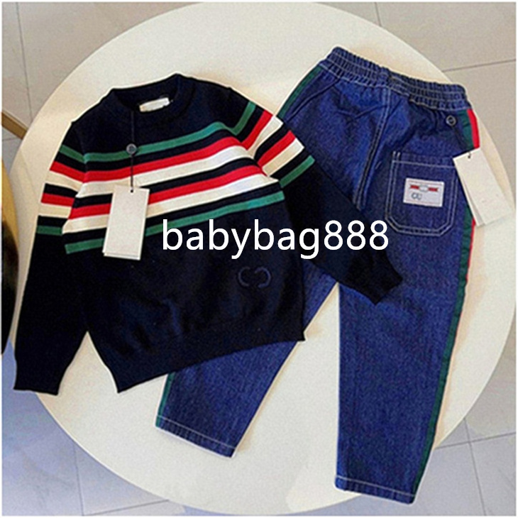 Children's designer Kids Sweater fashion brand classic pattern long sleeved children's clothing luxurious outdoor casual top and pants two piece set Kids Clothing G1