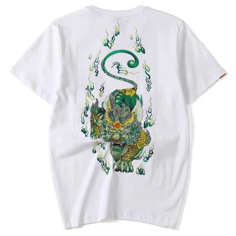 Summer Vintage T Shirt Men Streetwear Embroidery T Shirt Chinese Graphic Tees Short Sleeve Casual High Quality Loose Cool Youth C260326