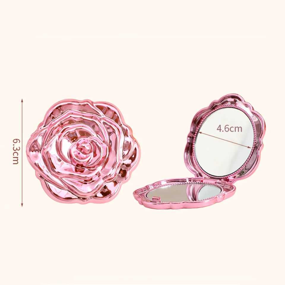 Double Sided Mirror Foldable Portable Makeup Mirror Rose Mirror Exquisite For Pocket Handbag Gift H260327