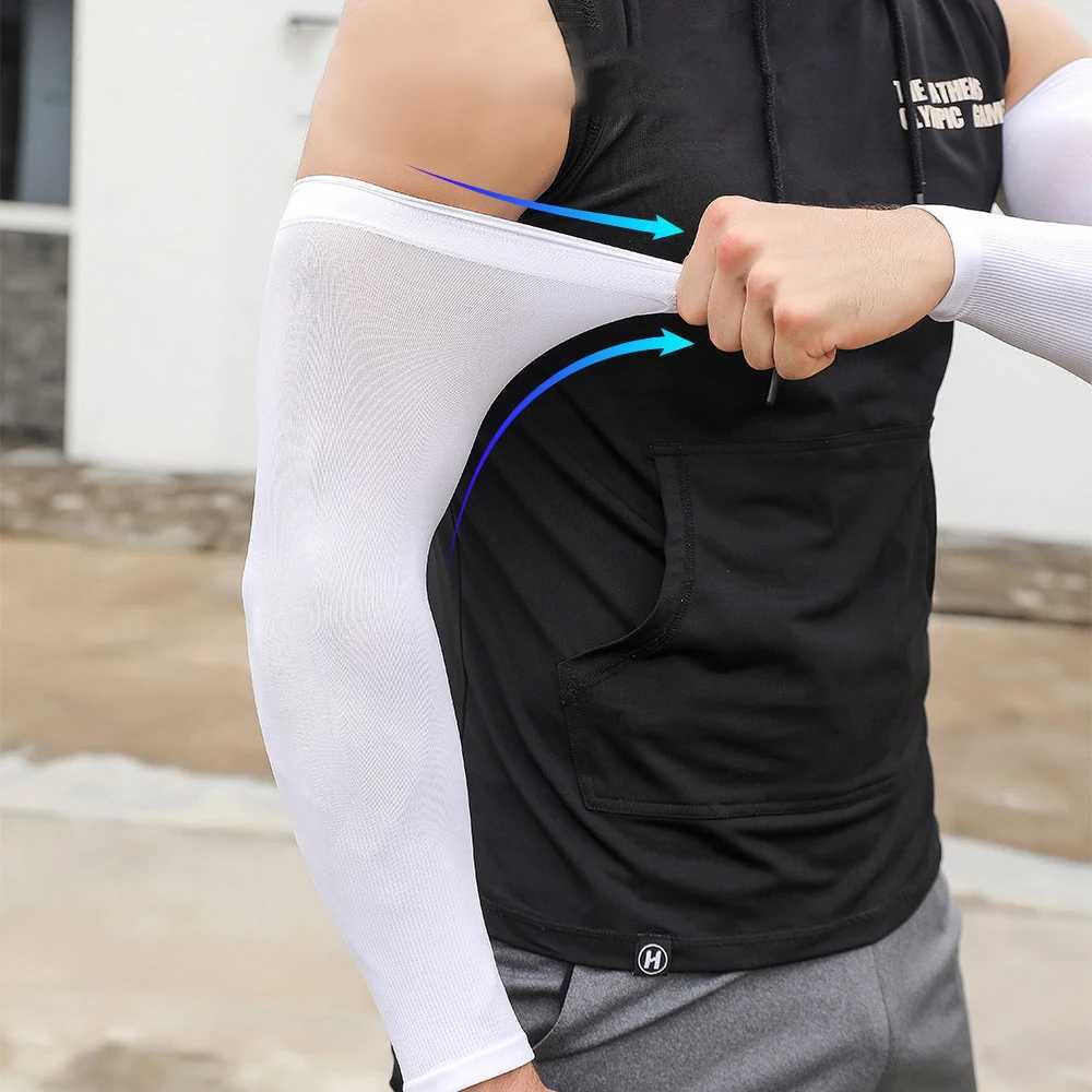 1 Pair Summer Sunscreen Sleeves Ice Silk Mens Plus Size Arm Protection UV Protection Gloves Arm Sleeves Quick Dry Arm Warmer D260326