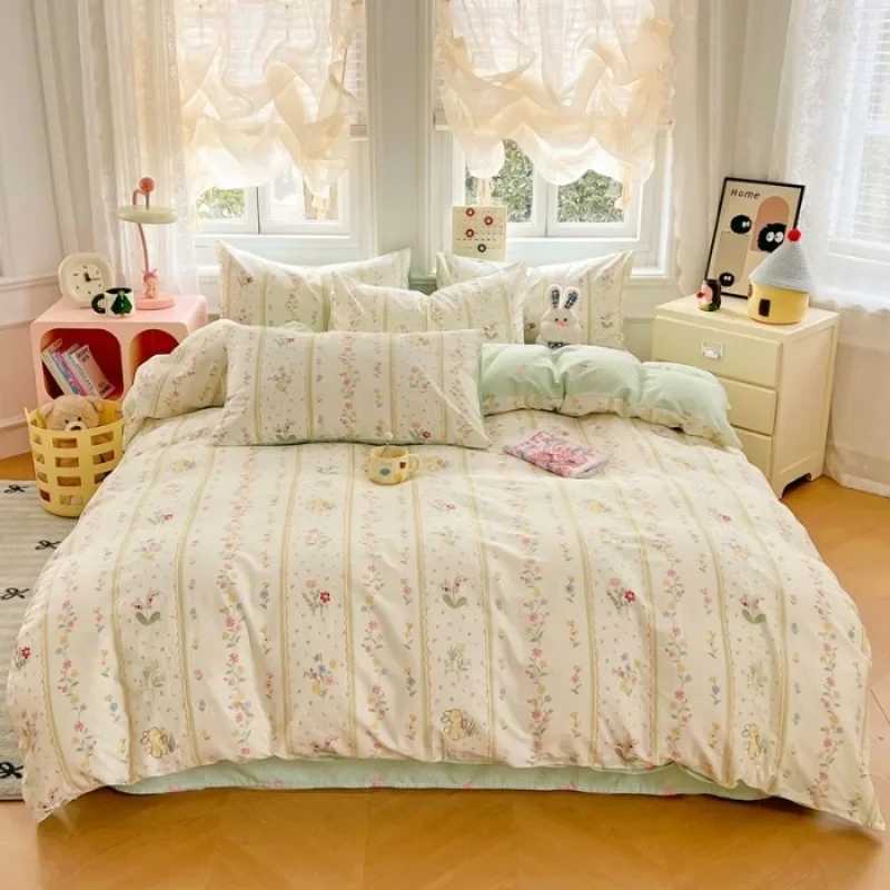 2025 new spring and summer quilt cover three-piece skin-friendly grinding 13070 high-count cotton four-piece bedding H260327