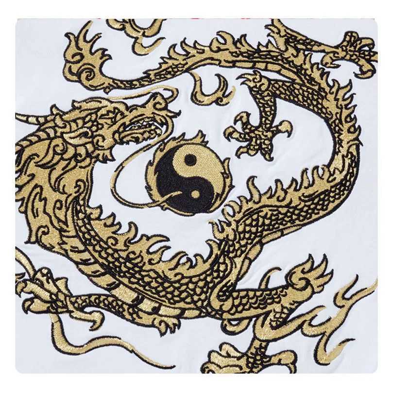 New Short-Sleeve T-Shirt For Men Dragon Embroidery Cotton Crew Neck Loose Oversized Casual Trendy Brandcouple Shirt D049 C260326