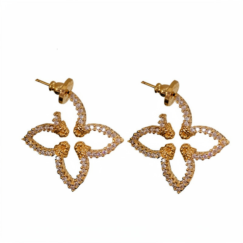 Super-Sparkling Zircon Diamond-Shaped Flower Earrings: Affordable Luxury, Personalized, and Fashionable Jewelry Trendy Earrings