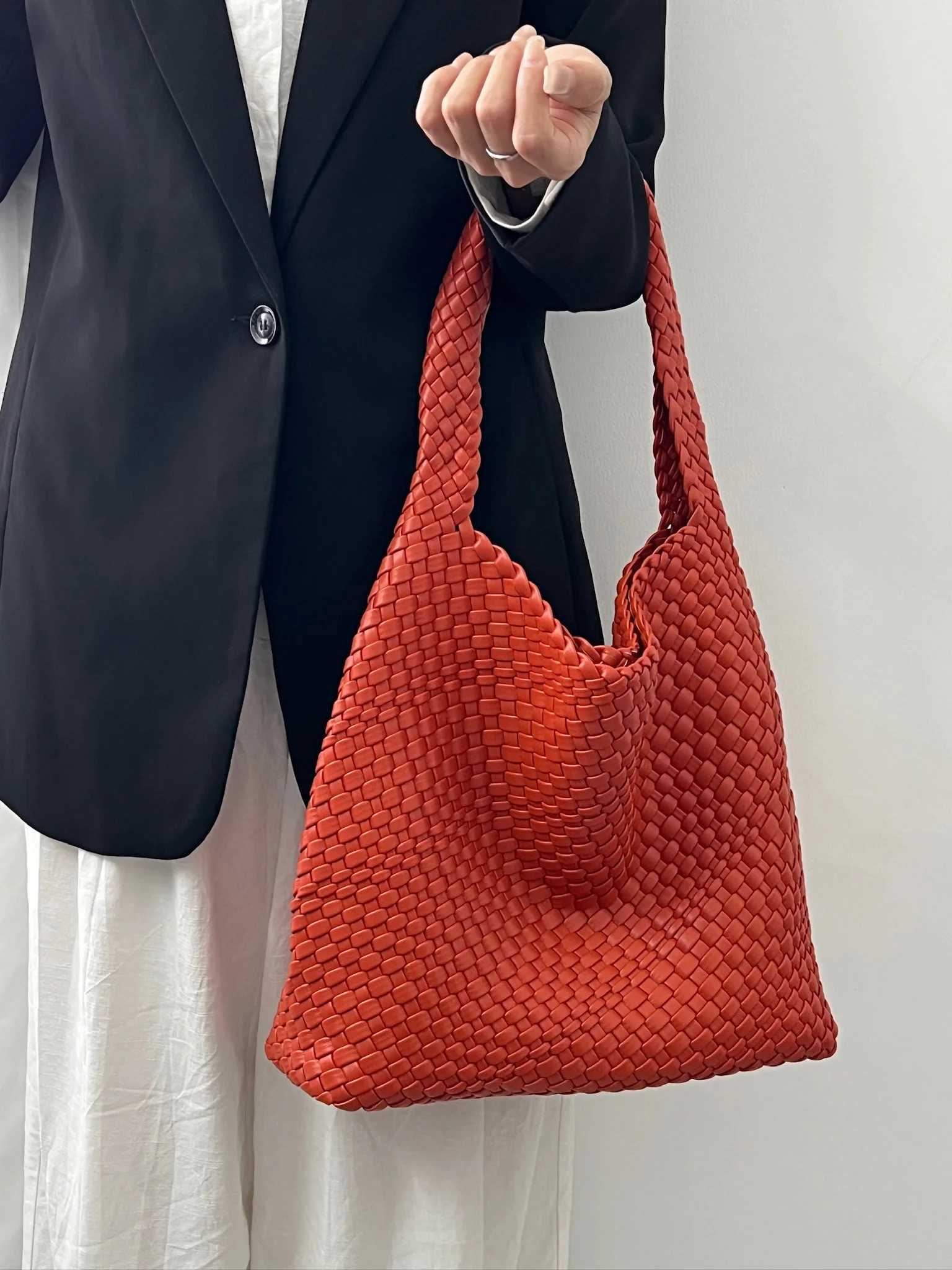 Womens bags Shoulder bag High capacity PU leather hand woven Womens handbag C260327