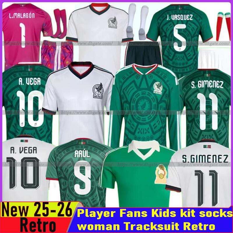 Mexico Jersey 2026 World Cup Soccer Jersey A.VEGA RAUL J. Quinones 26 27 H.LOZANO Kids Kit Gold Cup Football Shirts Top E. ALVAREZ Goalkeeper Training Uniform
