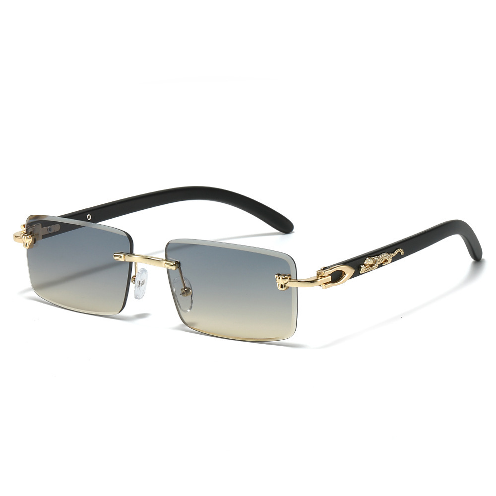 Luxury Brand Designer Sunglasses 2025 New Frameless Fashion Sunglasses European And American Style Leopard Decoration Square Rimless Sunglasses For Me