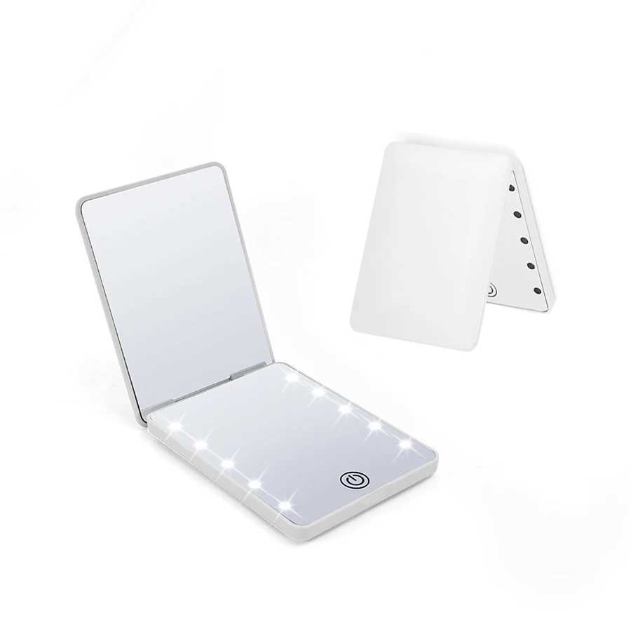 Button Battery Mini Pocket Mirror 2X Zoom 3-Level Stepless Dimming - Top Creative Gift for Ladies H260327