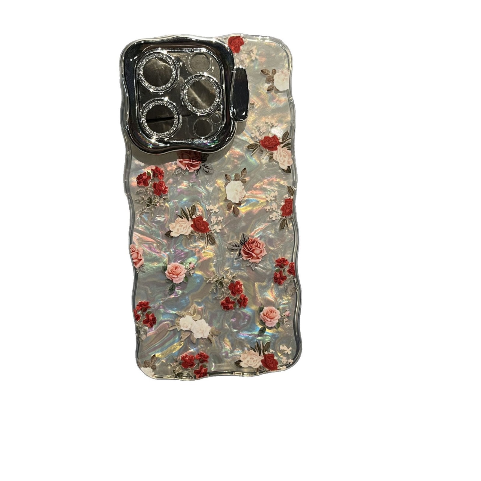 Shockproof Mother-of-Pearl Flower Lens Film Stand Case for iPhone