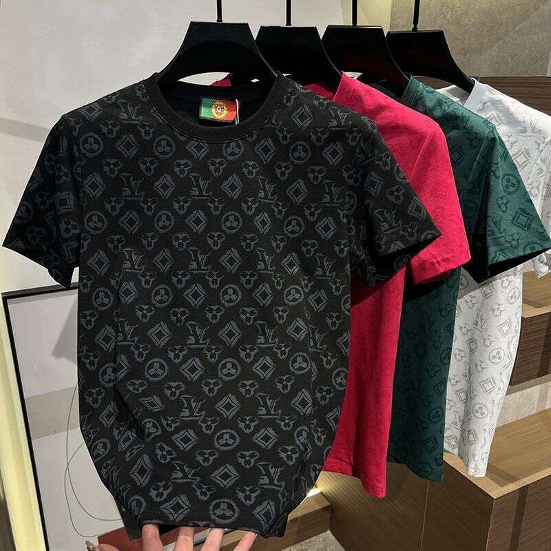 2026 Spring/Summer New Casual Versatile Trendy Printed Round Neck T-Shirt Light Luxury Fashion Simple Short Sleeve Mens Clothing Asia Size
