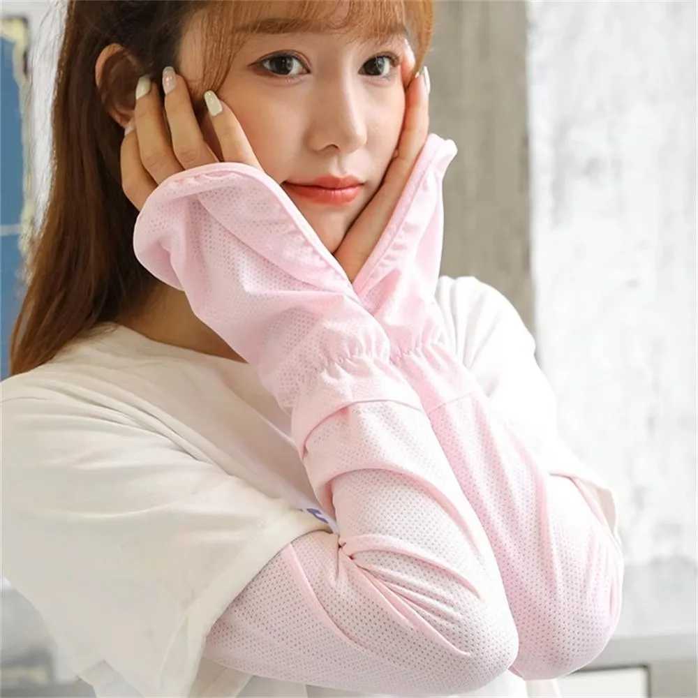 Simple Anti-UV Sun Protection Sleeves Breathable Sunscreen Cycling Arm Cover Loose Casual Ice Silk Sleeve Summer Use D260326