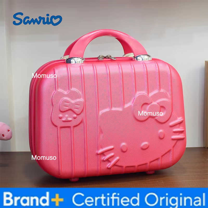 Sanrio 4 Inch Anime Hello Kitty Cartoon Wedding Lage Suitcase Makeup Case Womens Cact Eup Box Portable Travel Bag Handheld Box H260327