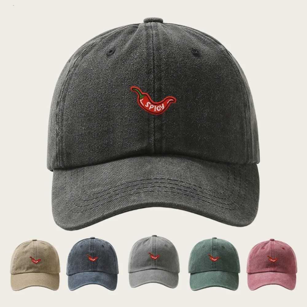 1pc Retro Washed Baseball Caps for Womenwith Chili Pepper EmbroideryAdjustable SnapbackLightweight Breathable for Daily Wear Z260327