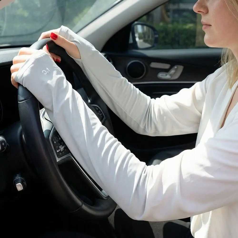 Loose Songkran Festival Ice Silk Sleeves Lightweight Elastic Fabric Sun Protection Sleeves Cooling Effect Polyester D260326