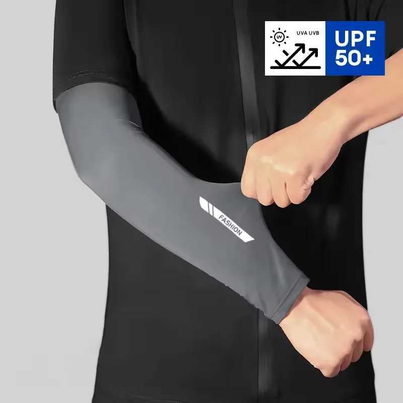 Summer Mens Ice Silk Cycling Arm Sleeves Breathable Elastic Sports Covers for Driving Fishing Hiking Cool Arm Protection D260326