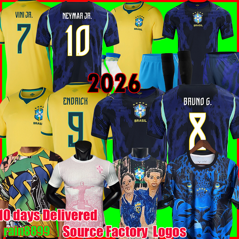 brazil jersey 2026 Soccer Football Shirts Rodrygo vini jr Raphinha Savinho Endrick Joelinton brasil National Team camisa de futebol 26 27 away Men KIDS fans player