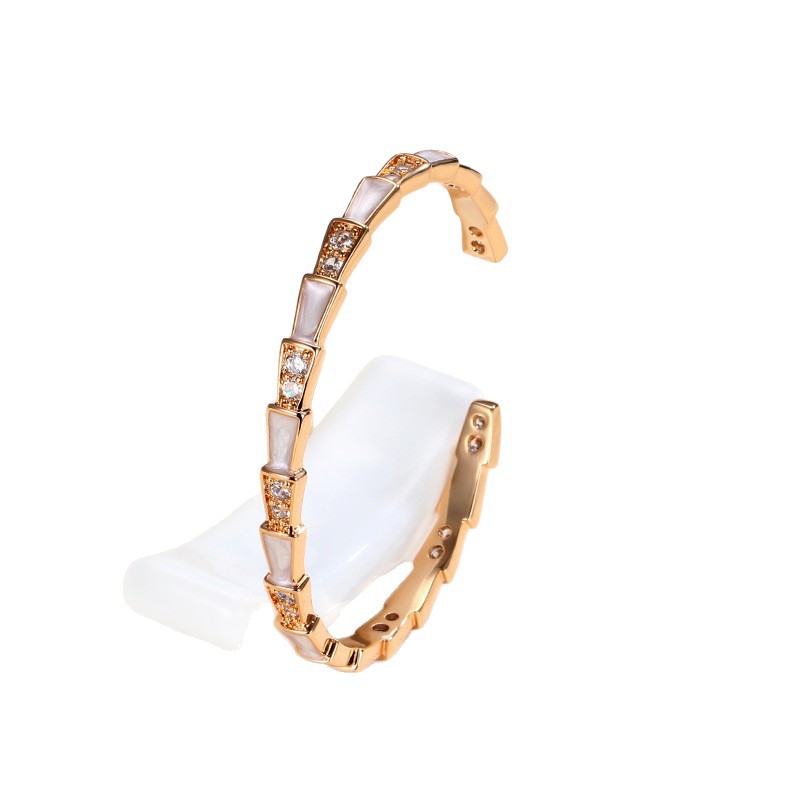 White mother-of-pearl bracelet for women, light luxury, fashionable and elegant, open snake-shaped bone bracelet wholesale - view 6