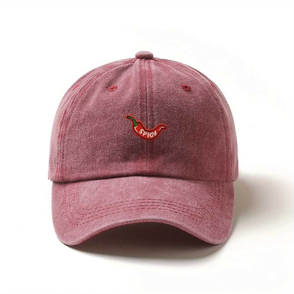 1pc Retro Washed Baseball Caps for Womenwith Chili Pepper EmbroideryAdjustable SnapbackLightweight Breathable for Daily Wear Z260327