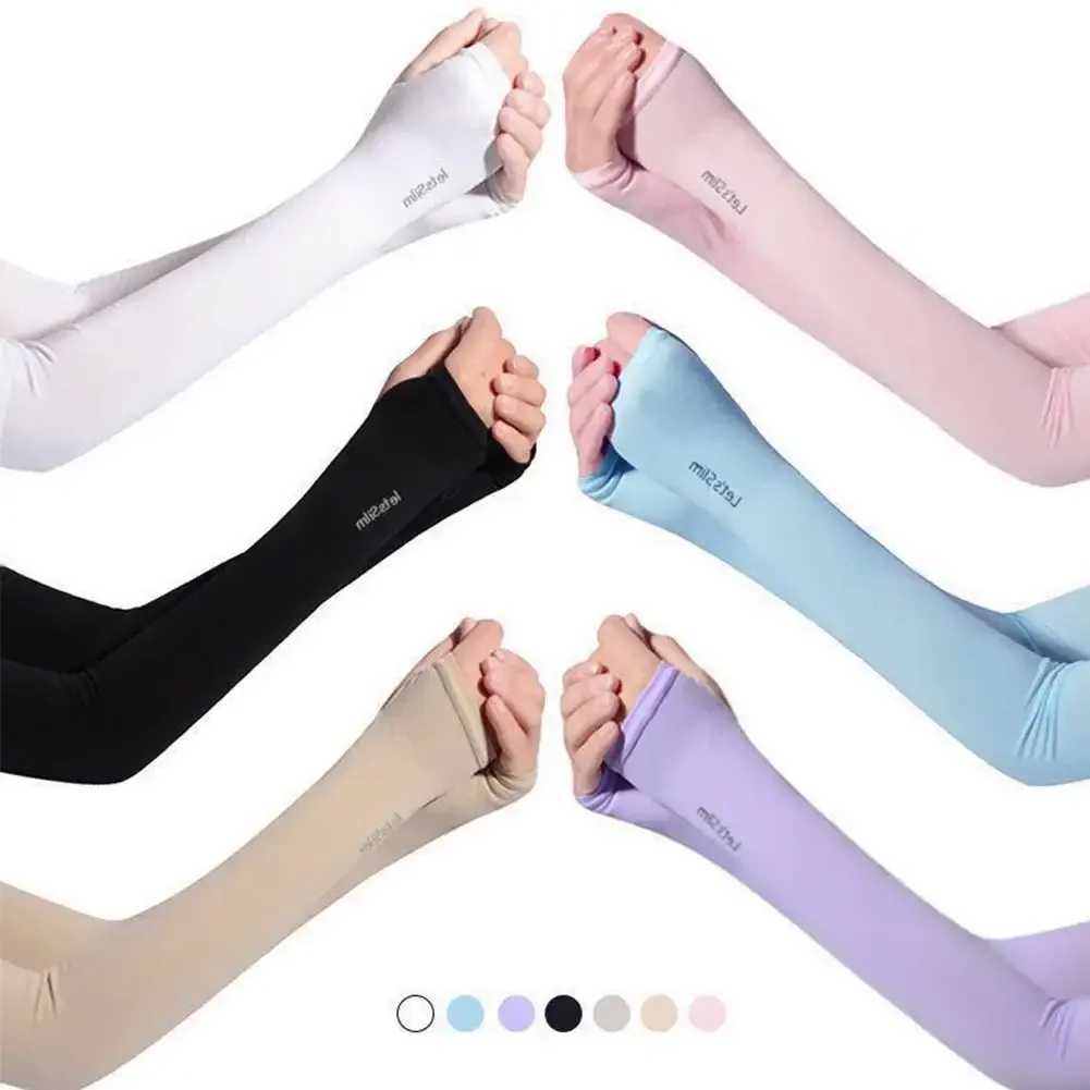UPF50 Summer Arm Sleeves Ice Fabric Breathable Quick Dry Running Sportswear Sun UV Protection Long Arm Cover Cycling Arm Sleeve D260326