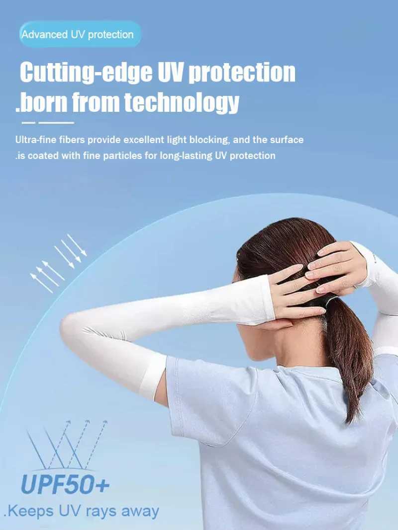 Invisible Sunscreen Seamless Ice Sleeves UPF50 Cooling Silk Fabric UV Protection Arm Covers For Outdoor Sports Driving D260326