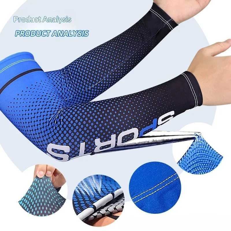 Summer Fashio Sunscreen Ice Silk Sleeve UV Sun Protection Cooling Anti-Slip Arm Sleeves Men Women Outdoor Sport Cycling D260326