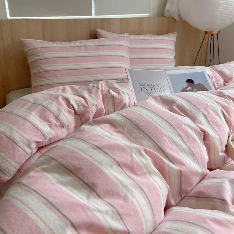 Single Double Exquisite Stripe 1Duvet cover2Pillowcases 100Cotton Experience Hotel-Like Comfort with Unparalleled Softness H260327