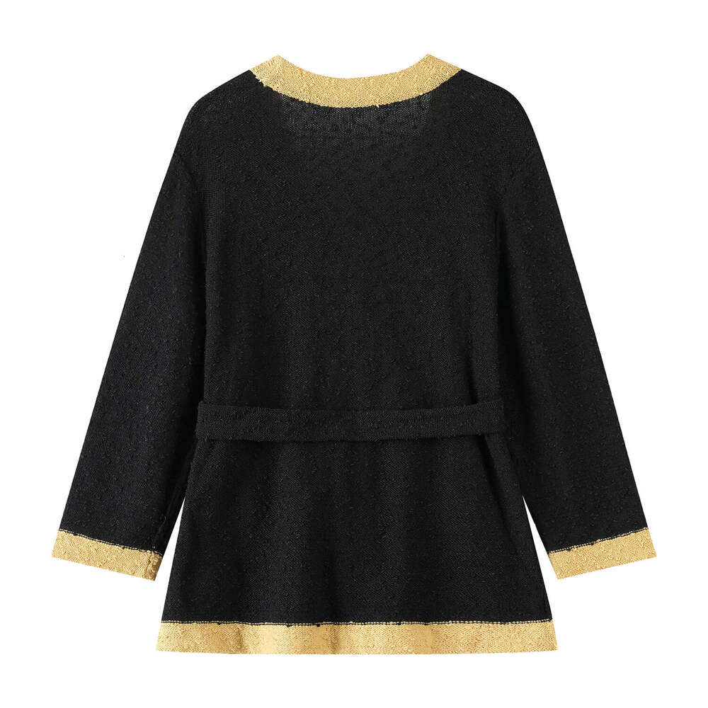 Korean CC style color blocked D19 border small fragrant V-neck knitted cardigan women's autumn new fashion chic lace up vest